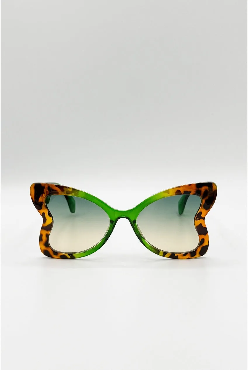 SVNX occhiali da sole farfalla verde leopardato