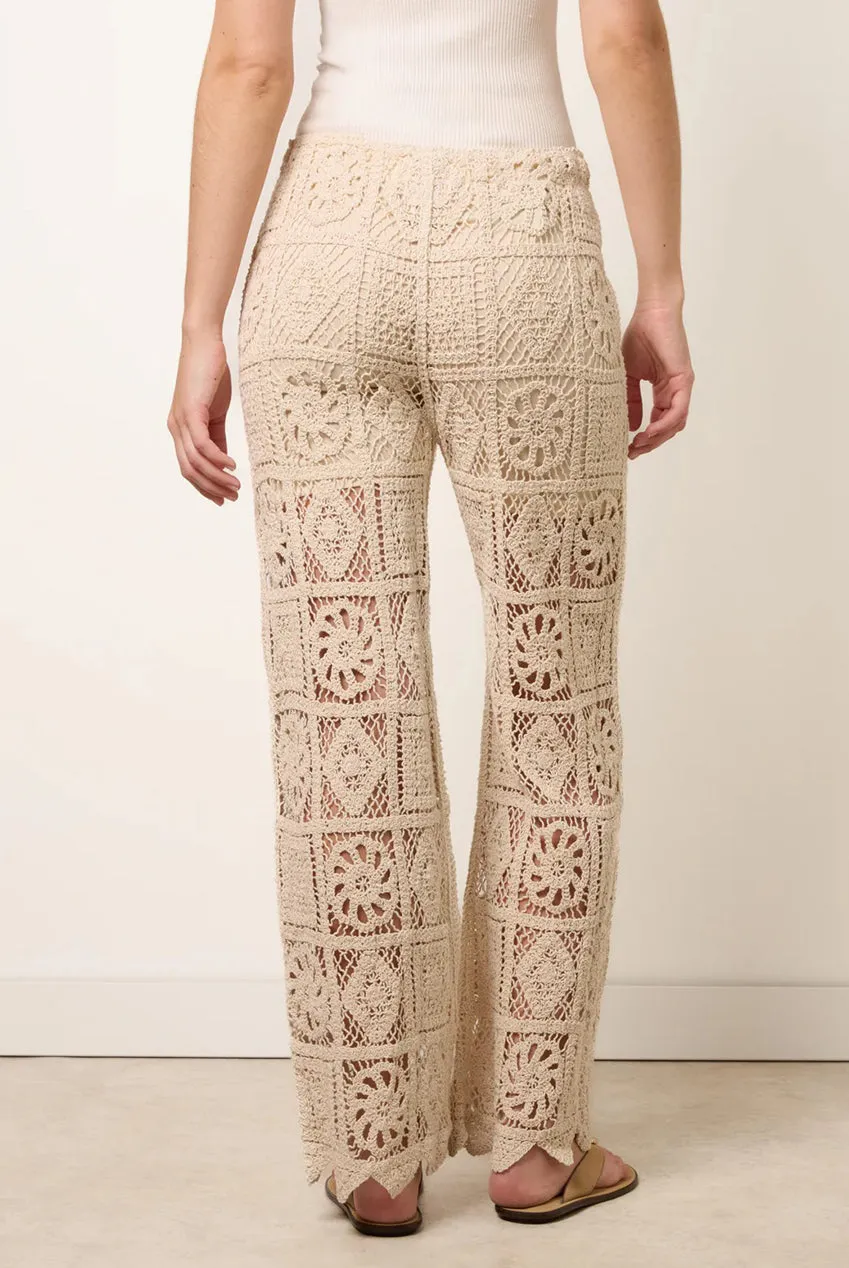 Blue Vanilla pantaloni crochet svasati pietra