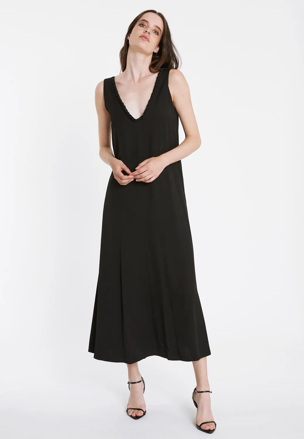 Ana Alcazar Rakia vestito maxi nero viscosa