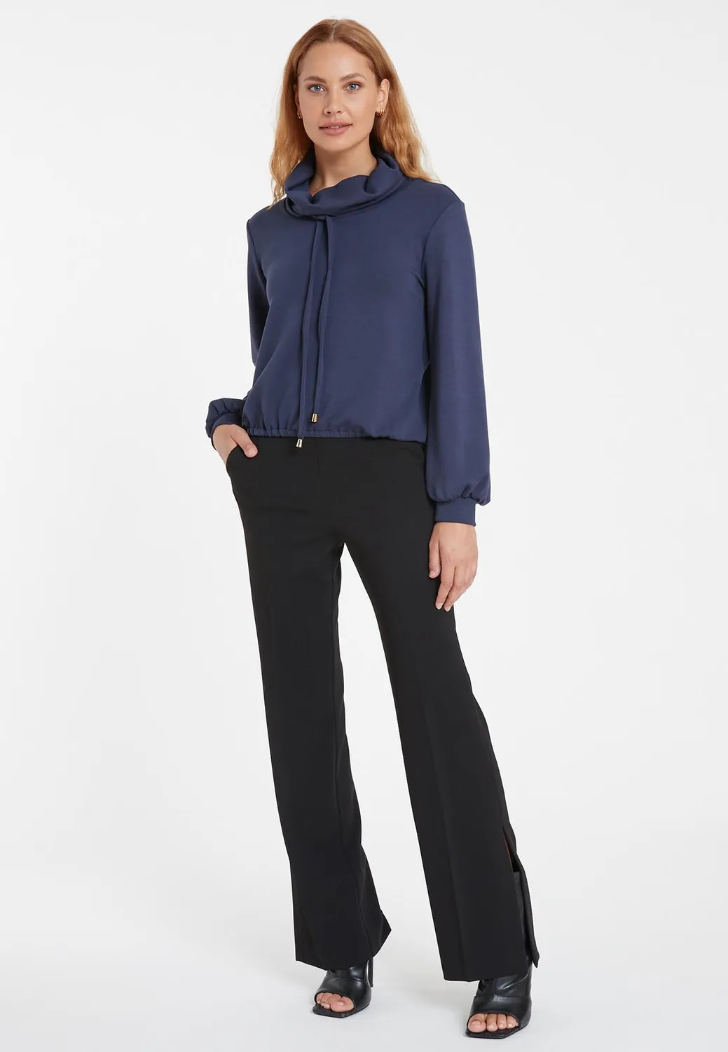 Ana Alcazar Selmy top collo alto blu jersey