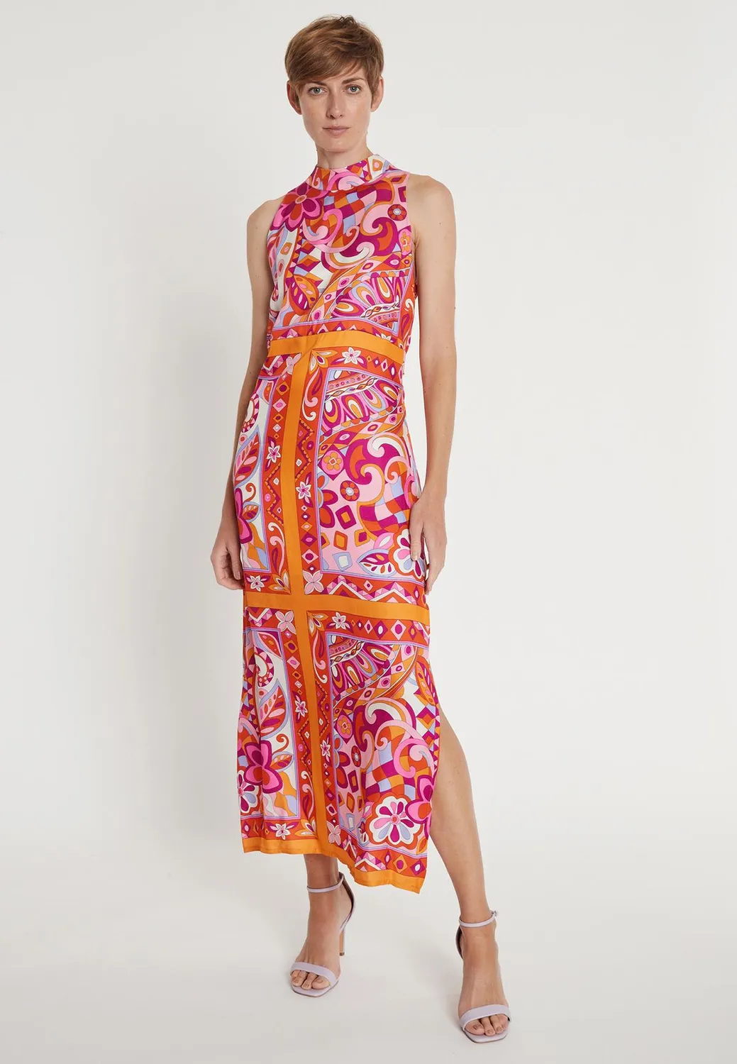 Ana Alcazar Laromy abito maxi fantasia rosa