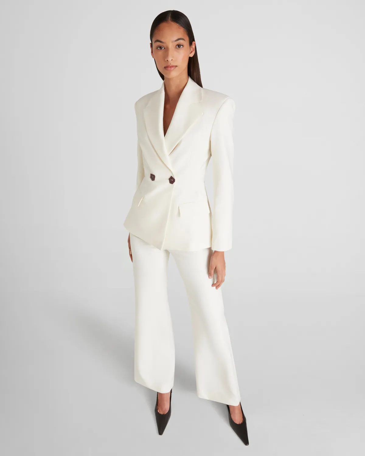 Violante Nessi Burri blazer avorio crepe lana doppiop
