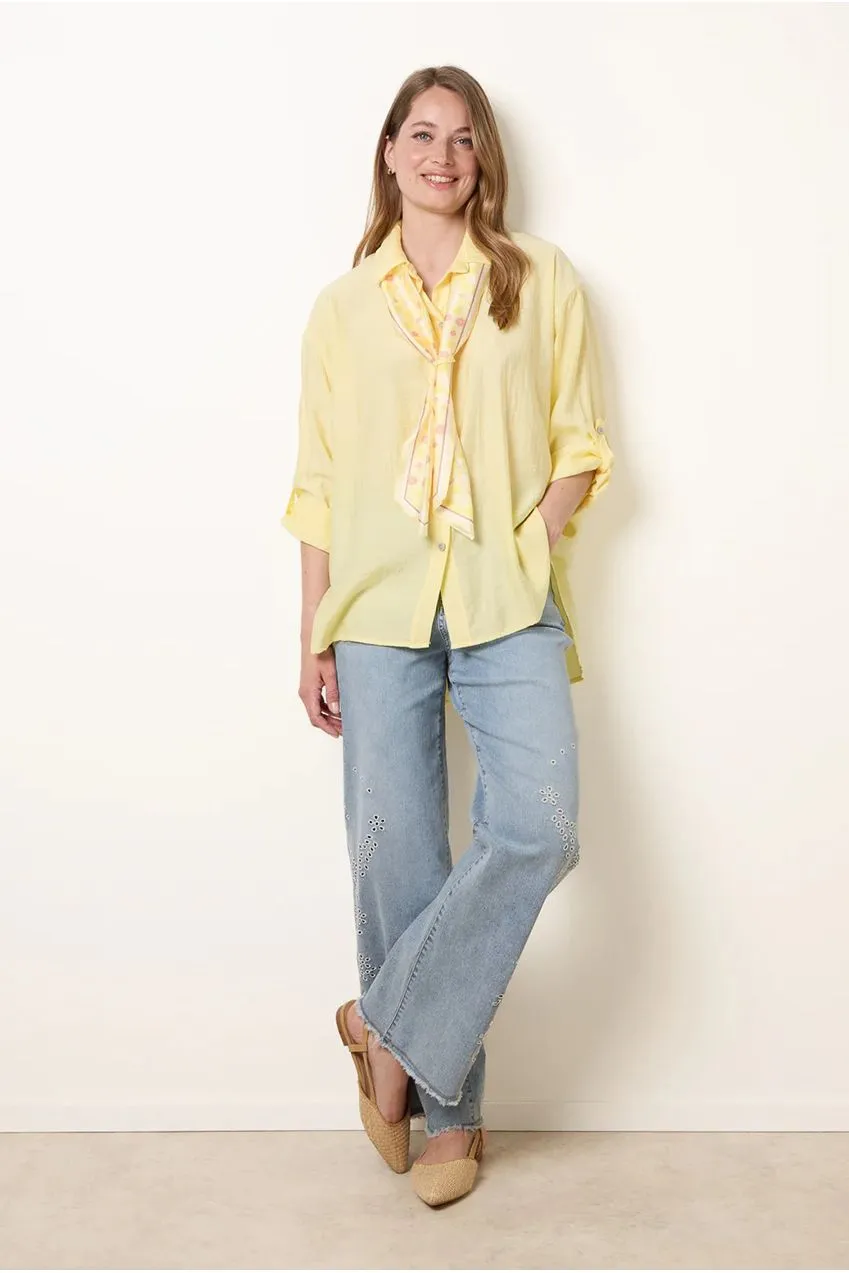 Blue Vanilla Scarf Viscose camicia giallo limone manica lunga