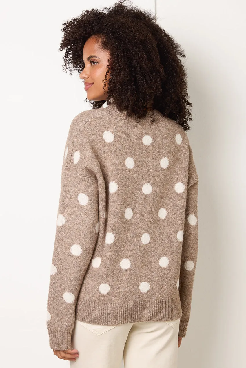 Blue Vanilla Maglione Pois Mocha con Sciarpa