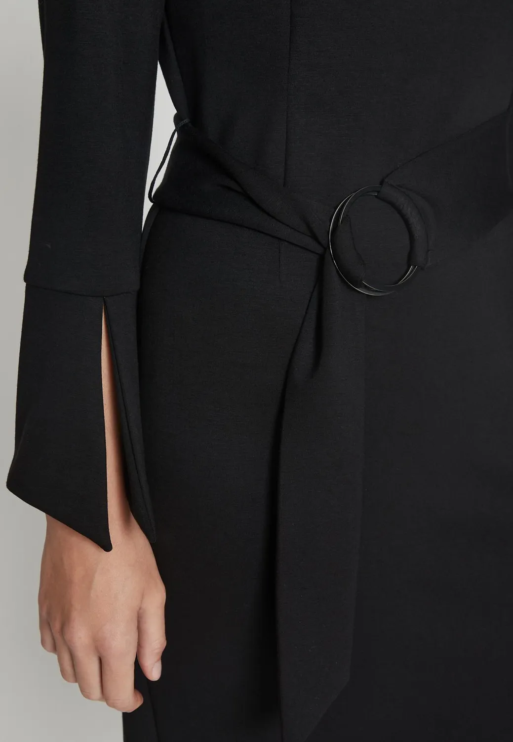 Ana Alcazar Mehea abito tubino nero jersey ufficio