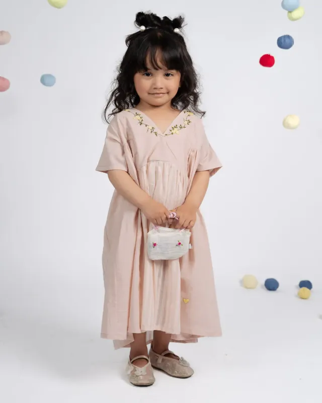 Our Dve Poppy Dress abito bambina rosa cotone
