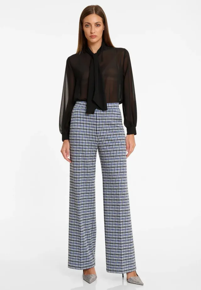 Ana Alcazar Astina pantaloni larghi pied-de-poule blu