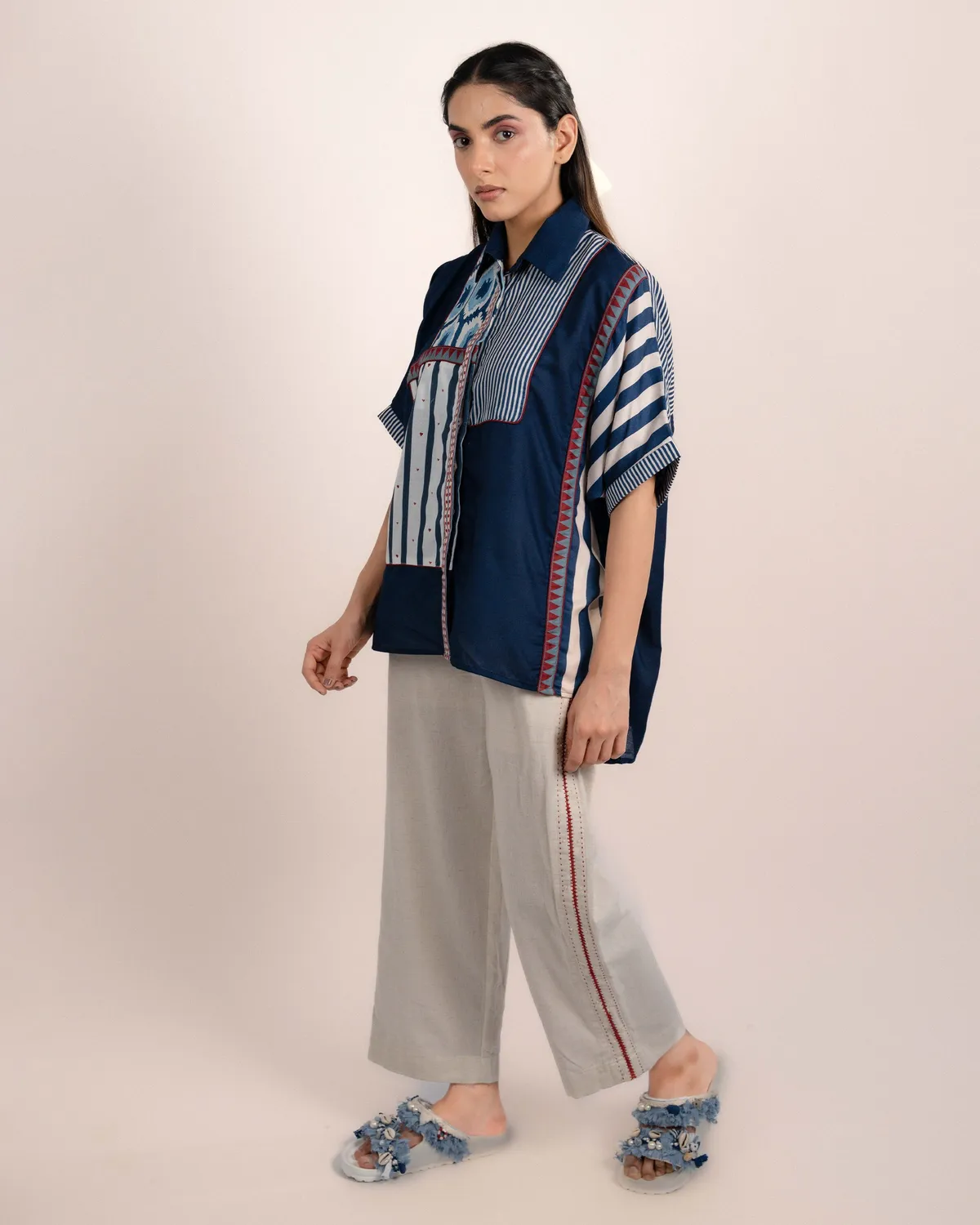 Our Dve Jojo Shirt camicia modal blu indaco