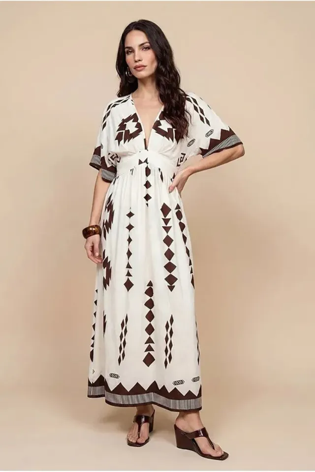 Urban Bliss Angel Sleeve abito maxi marrone fantasia