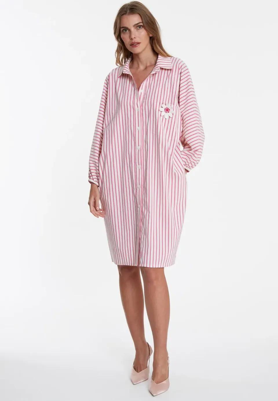 Ana Alcazar Walera chemisier righe bianco rosa