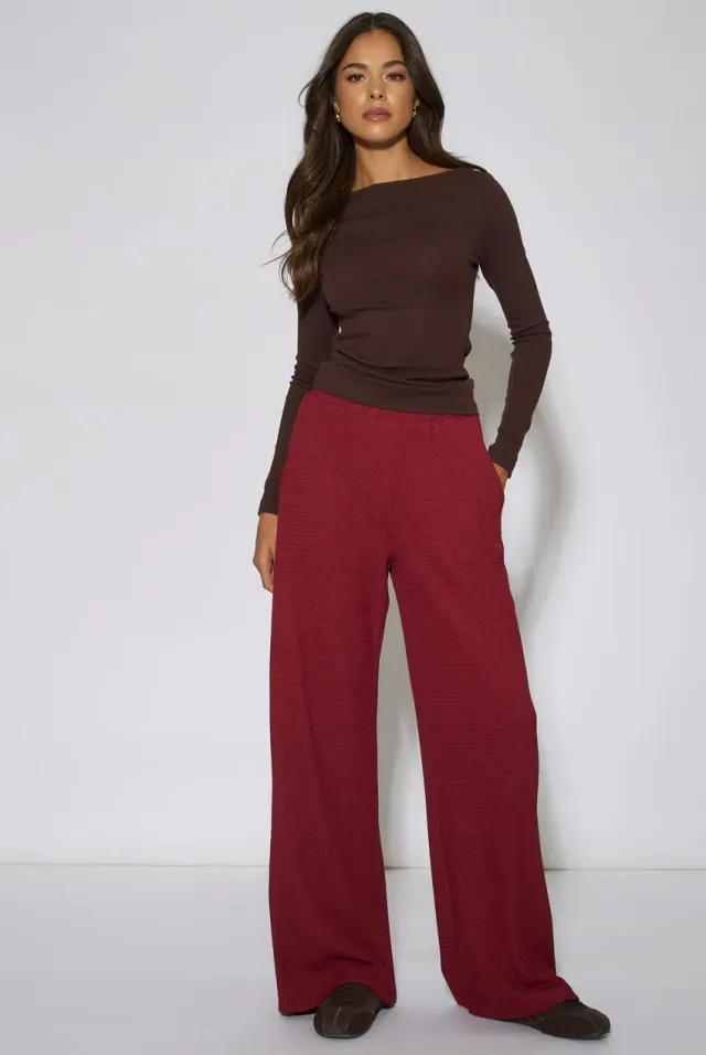 Gini London Mulberry Elasticated Waist pantaloni bordeaux