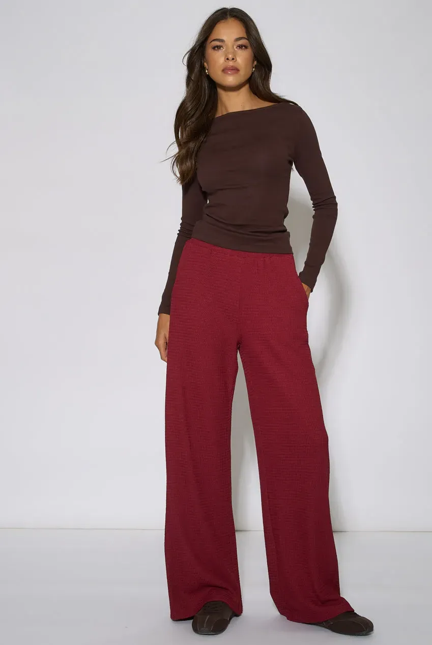 Gini London Mulberry Elasticated Waist pantaloni bordeaux