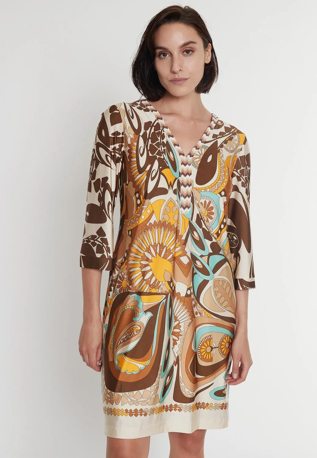 Ana Alcazar Pikuna abito tunica jersey scollo V