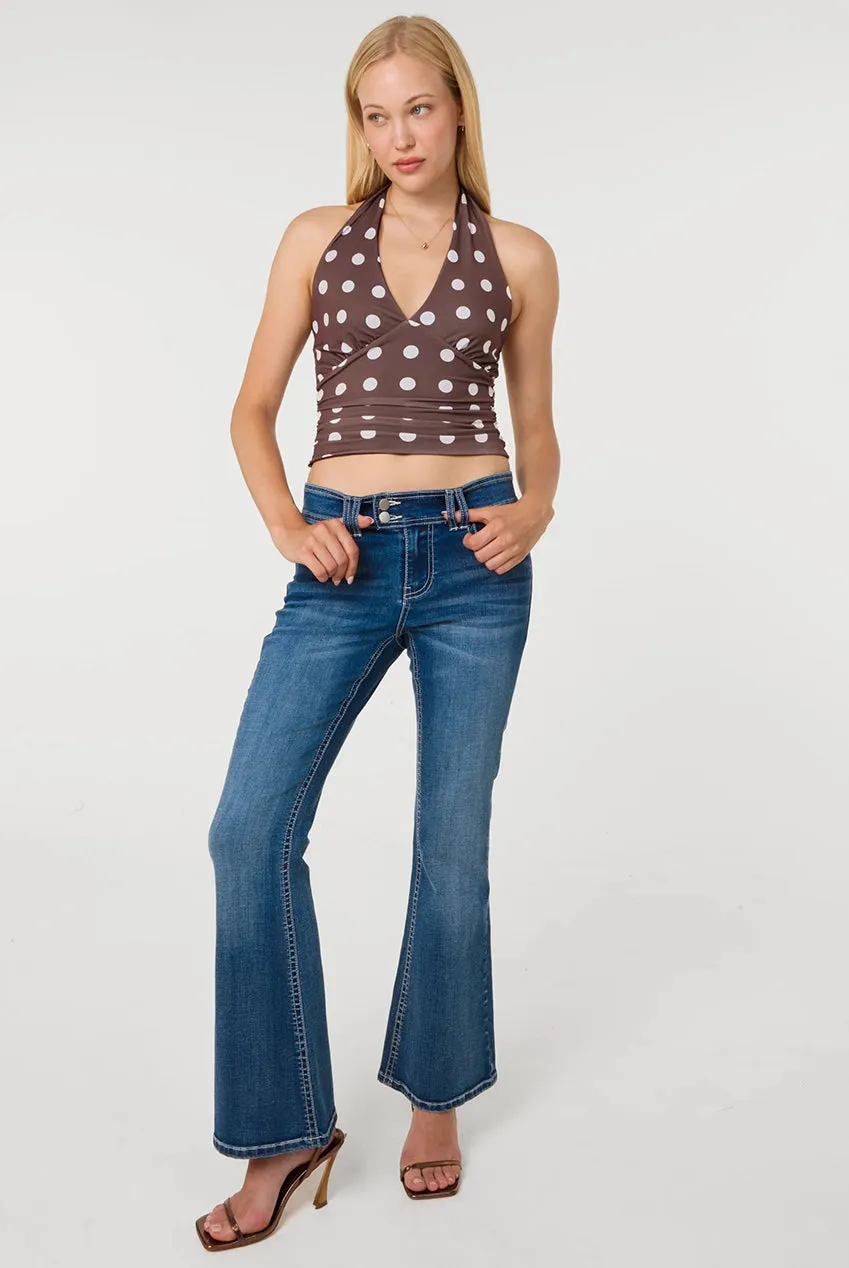 Pink Vanilla Polka Dot top halter marrone