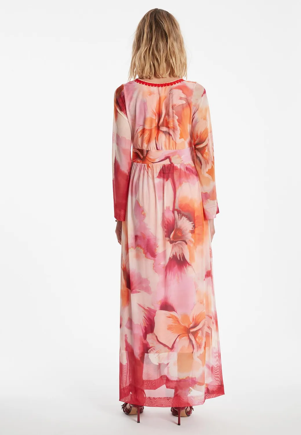 Ana Alcazar Ziasa abito maxi in mesh floreale