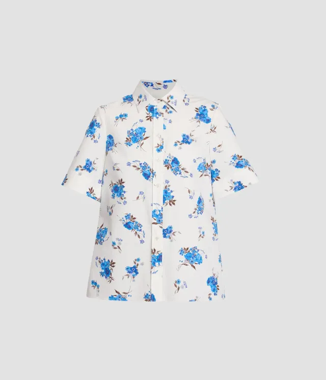 Erdem Floral Poplin camicia cotone maniche corte