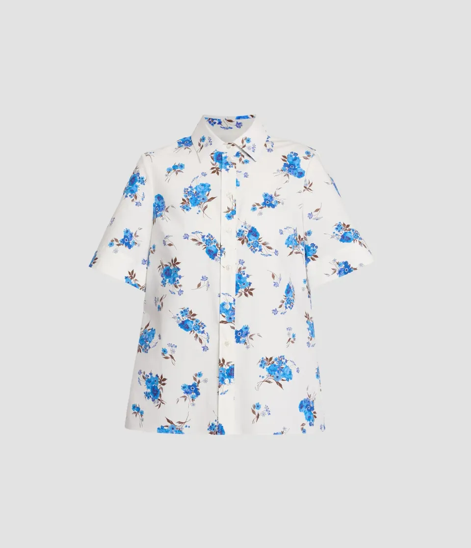 Erdem Floral Poplin camicia cotone maniche corte