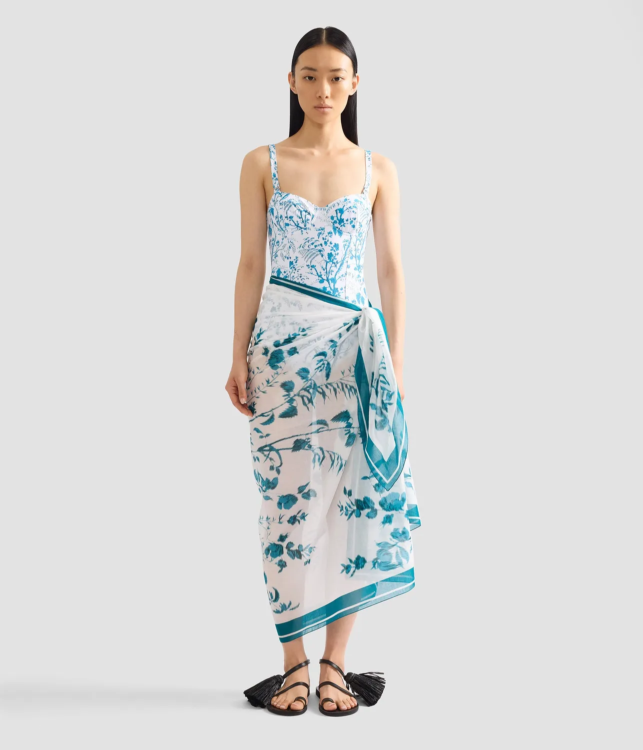 Erdem Botanical Print pareo bianco fantasia