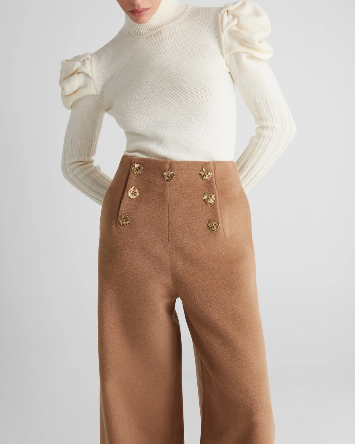 Violante Nessi Tano pantaloni cammello baby camel