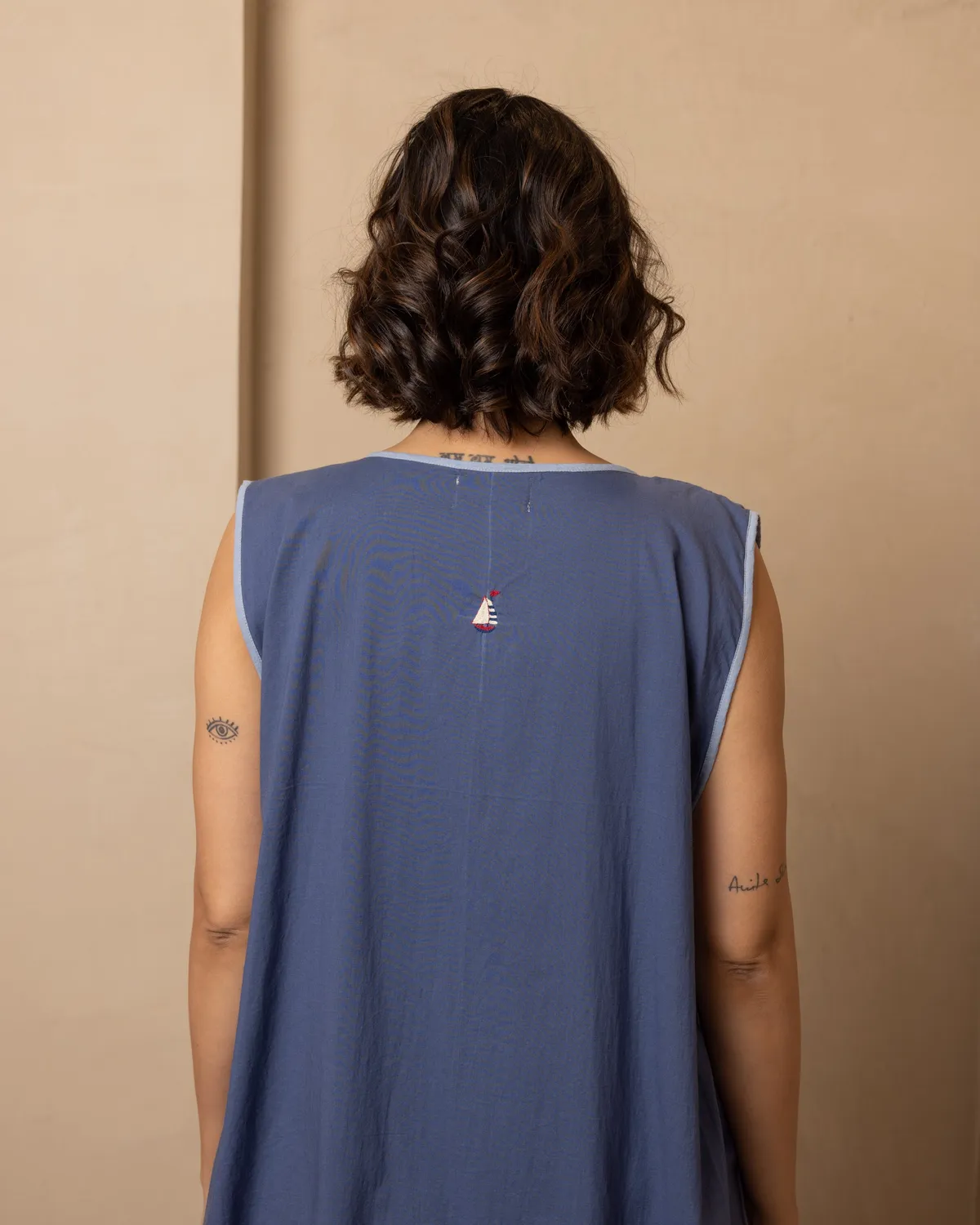 Our Dve Shore completo top blu cotone mare