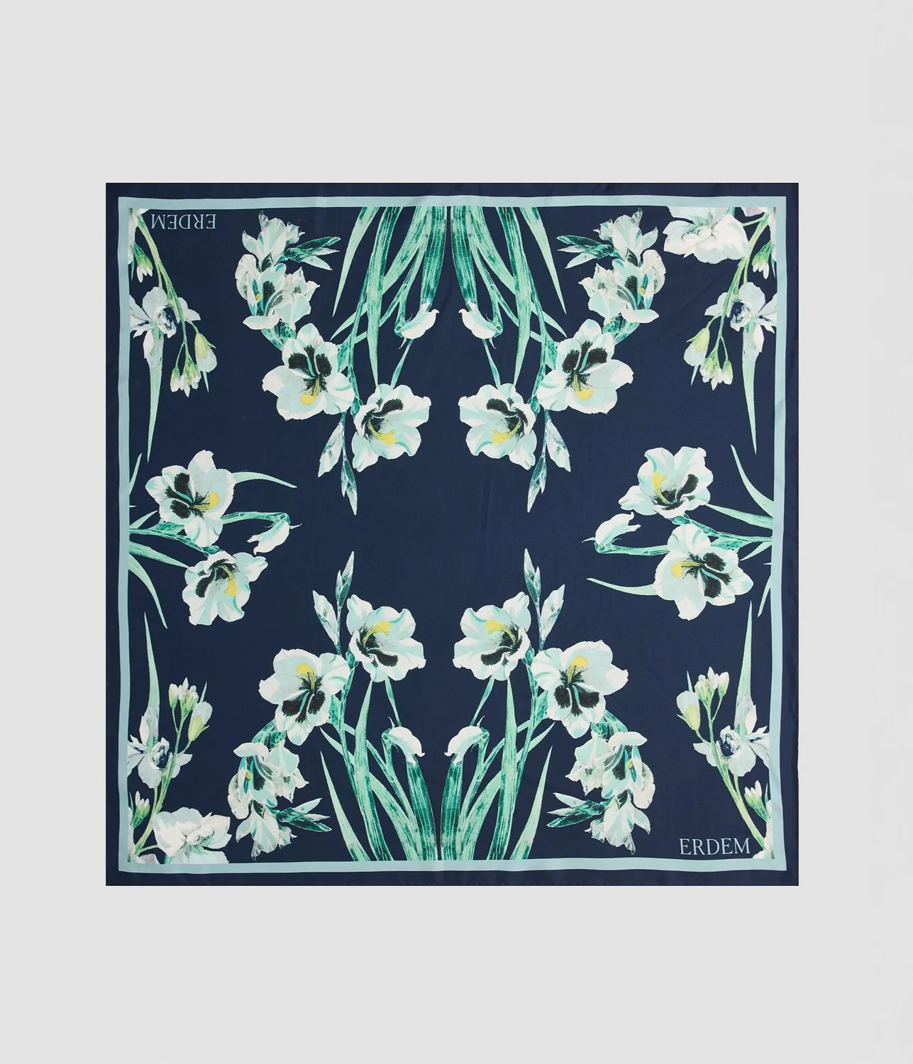 Erdem Floral foulard seta nera 90x90 orchidee