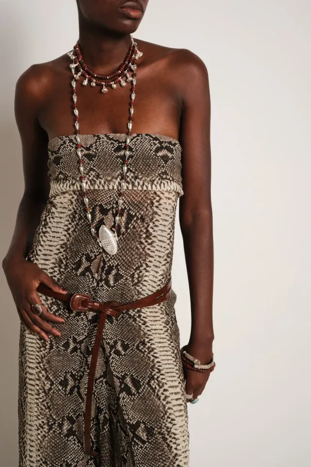 Johanna Ortiz Melodia top in seta grigio con sciarpa