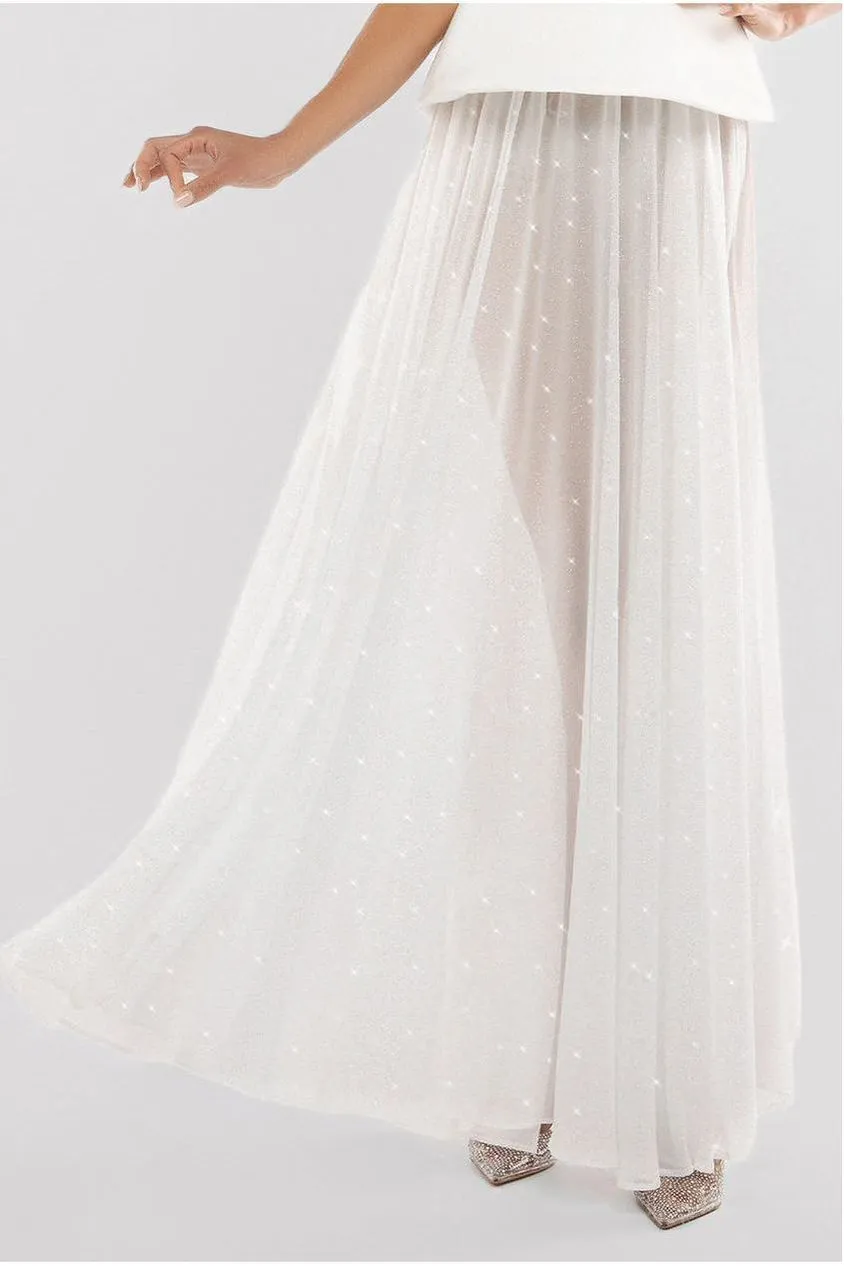 Goddiva Glitter Chiffon gonna lunga nera glitter S M L
