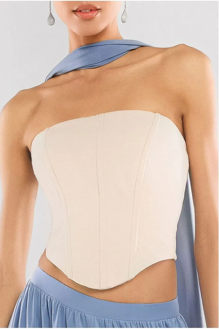 Goddiva Compact Crepe Lace Up corsetto nero-beige modellante