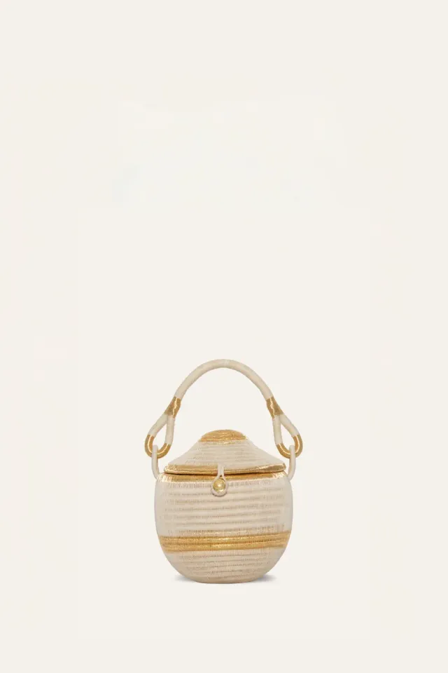 Johanna Ortiz Rooted Grace borsa secchiello ecru paglia