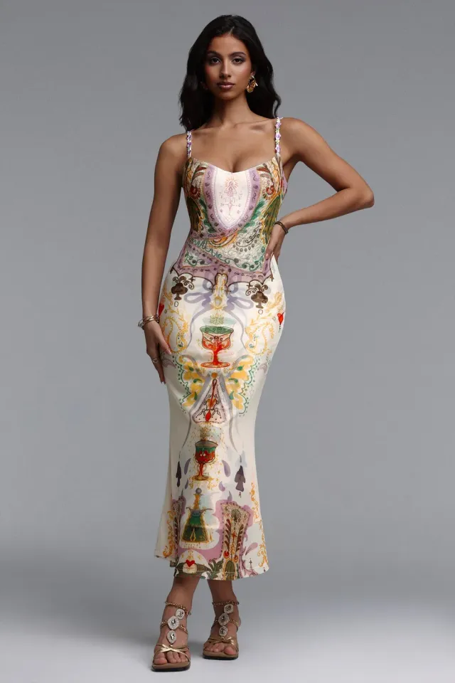 Bella Barnett Xapana Resort abito maxi mesh fantasia