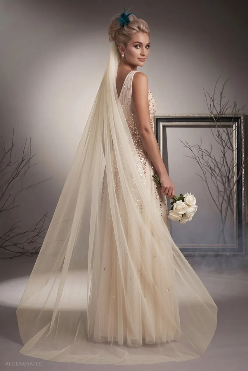 Goddiva Jilted Bride abito lungo avorio paillettes