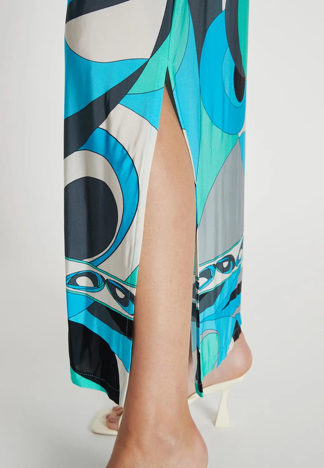 Ana Alcazar Lotara abito lungo stampa retro halter