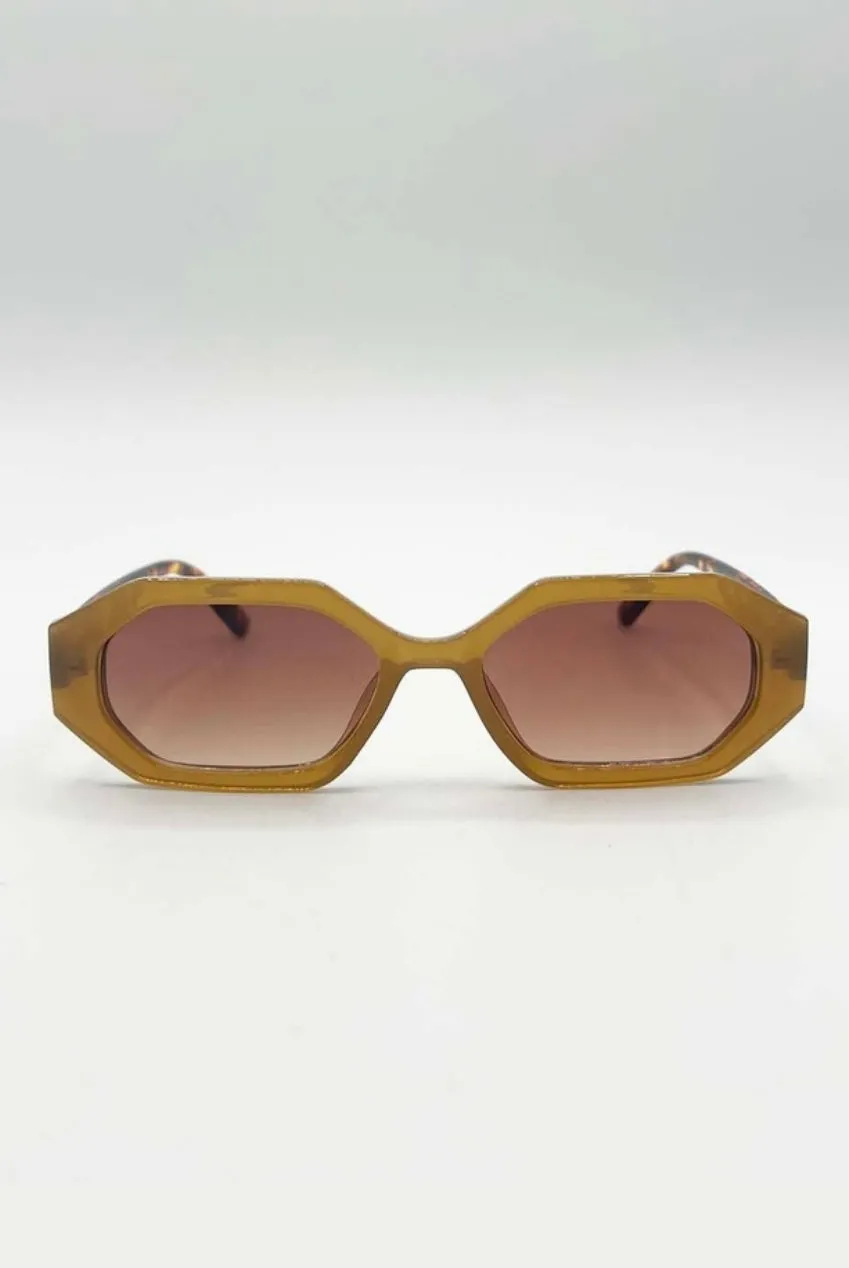 SVNX Oval Geometric occhiali sole marroni tartarugati