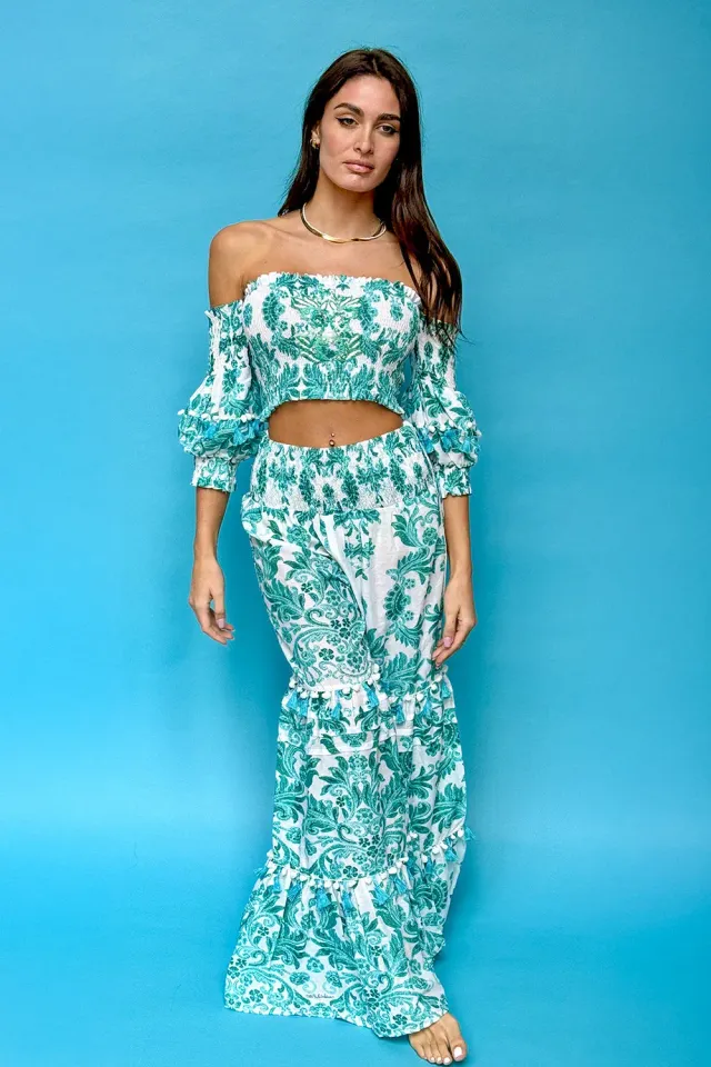Antica Sartoria Everywhere DV1102 completo top e pantaloni turchese