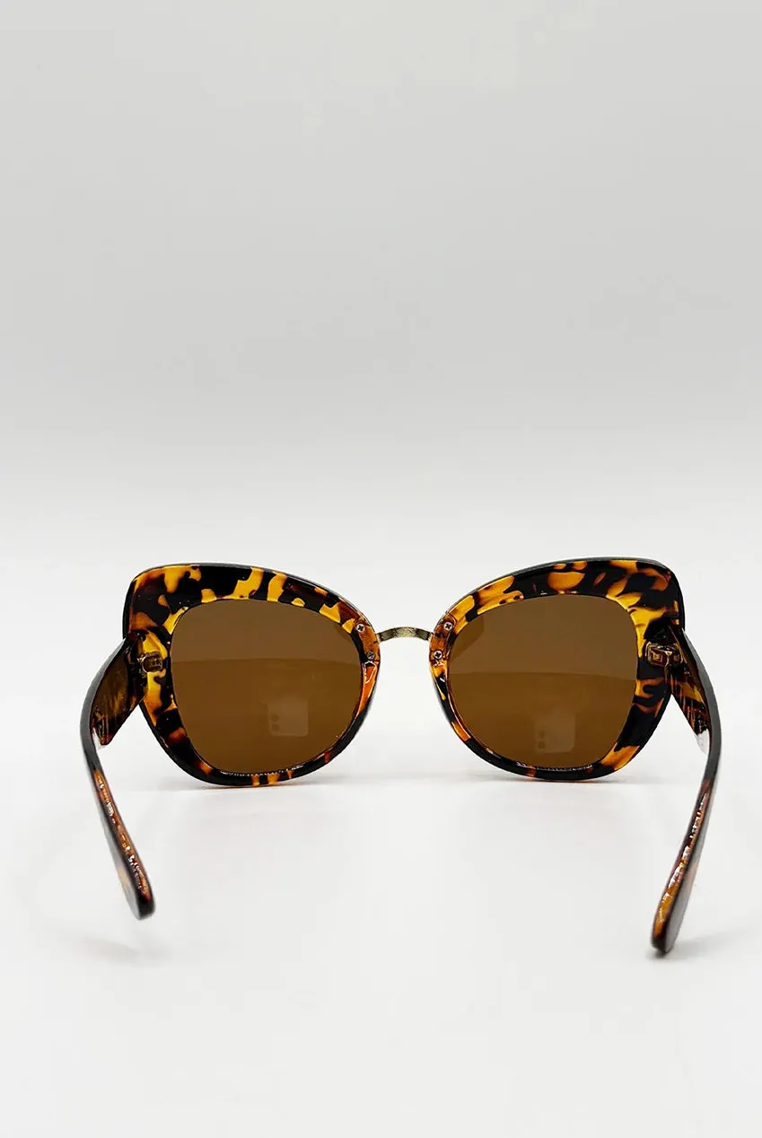 SVNX Oversized Cat-Eye occhiali sole tartarugati UV400