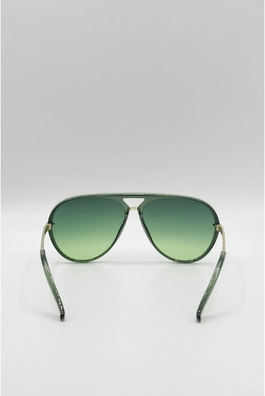 SVNX Bold Aviator occhiali da sole verdi metallo oro