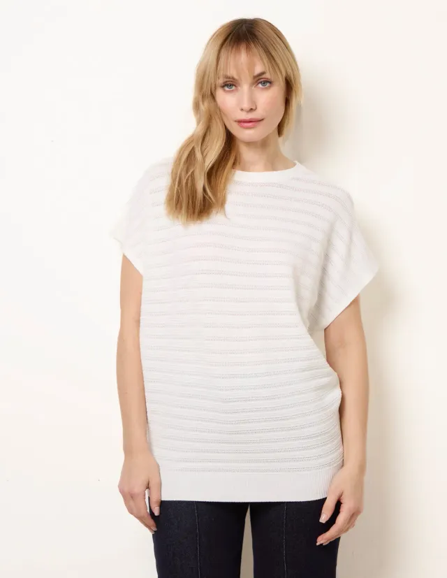 Blue Vanilla Knit top avorio manica corta oversize S/M