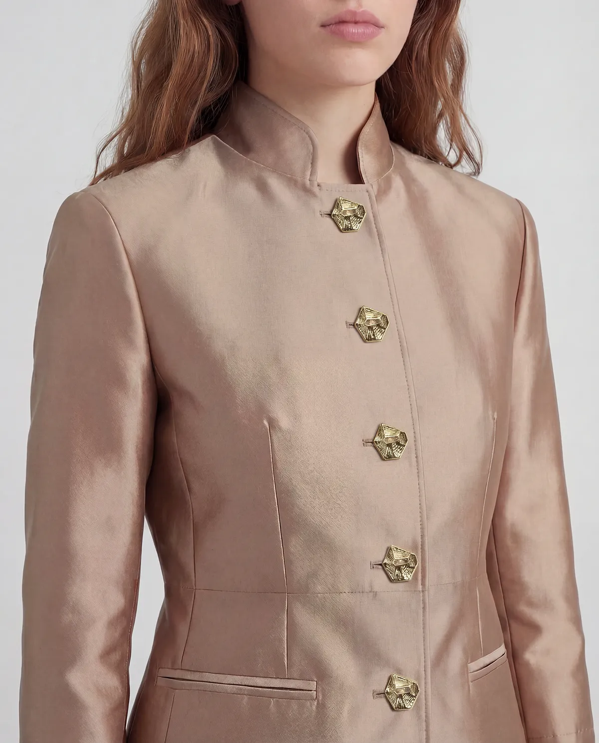Violante Nessi Lille giacca beige mikado seta