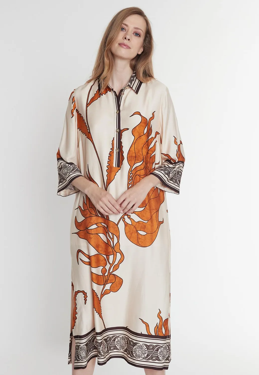 Ana Alcazar Shirt Dress Palola vestito chemisier satin