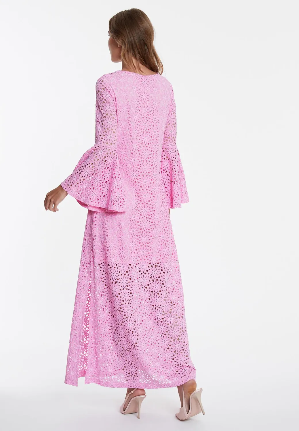 Ana Alcazar Wafosa abito caftano maxi pizzo rosa