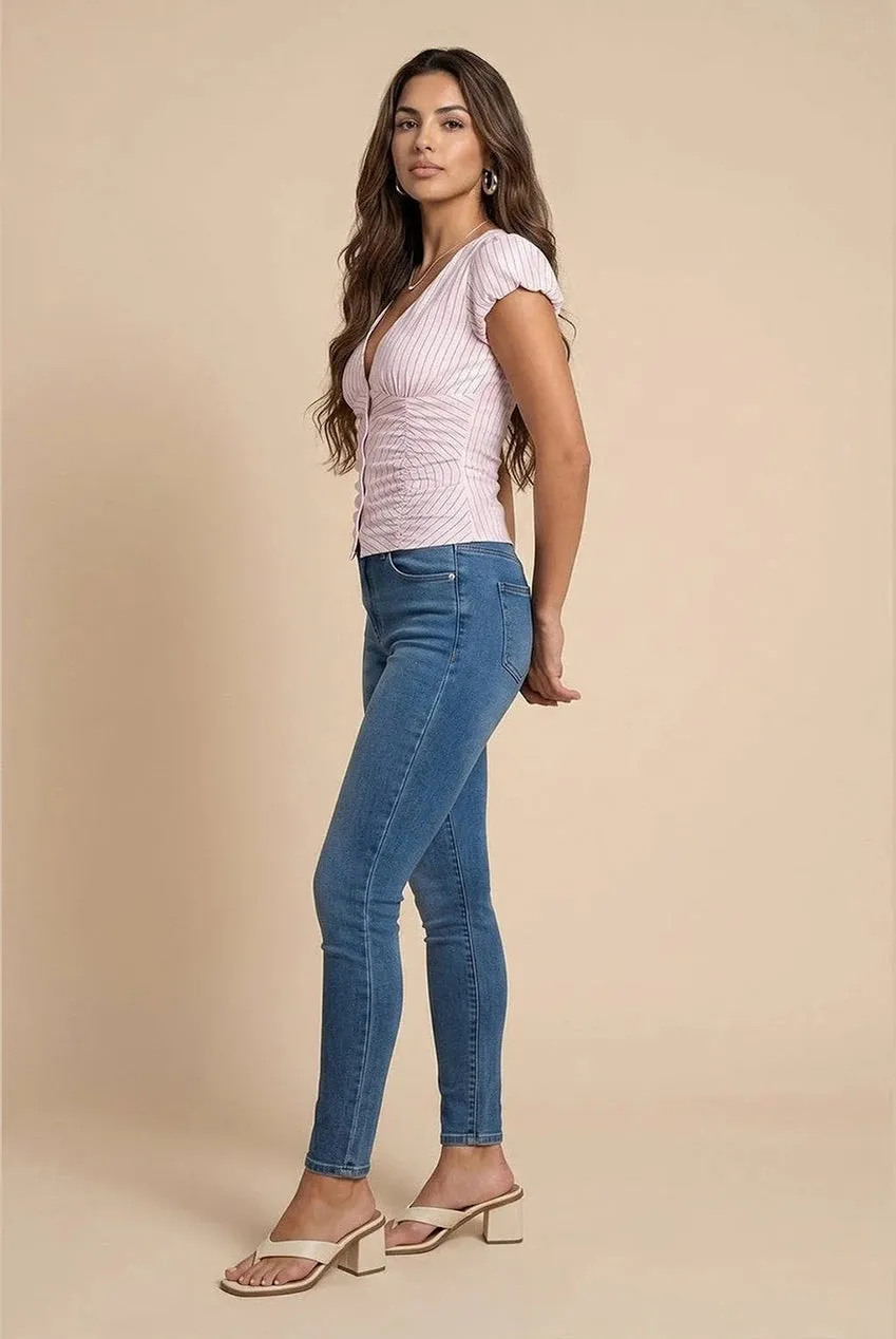 Urban Bliss Skinny jeans mid blue vita elasticizzata