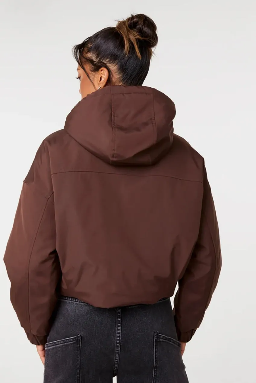 Pink Vanilla Hooded Padded giacca imbottita cioccolato corta