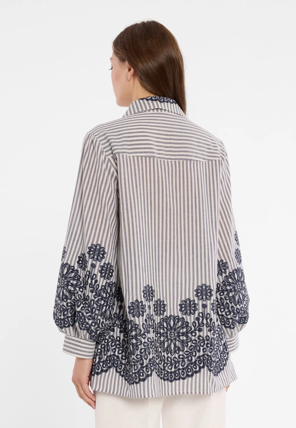 Ana Alcazar Doremie camicia cotone righe ricamo