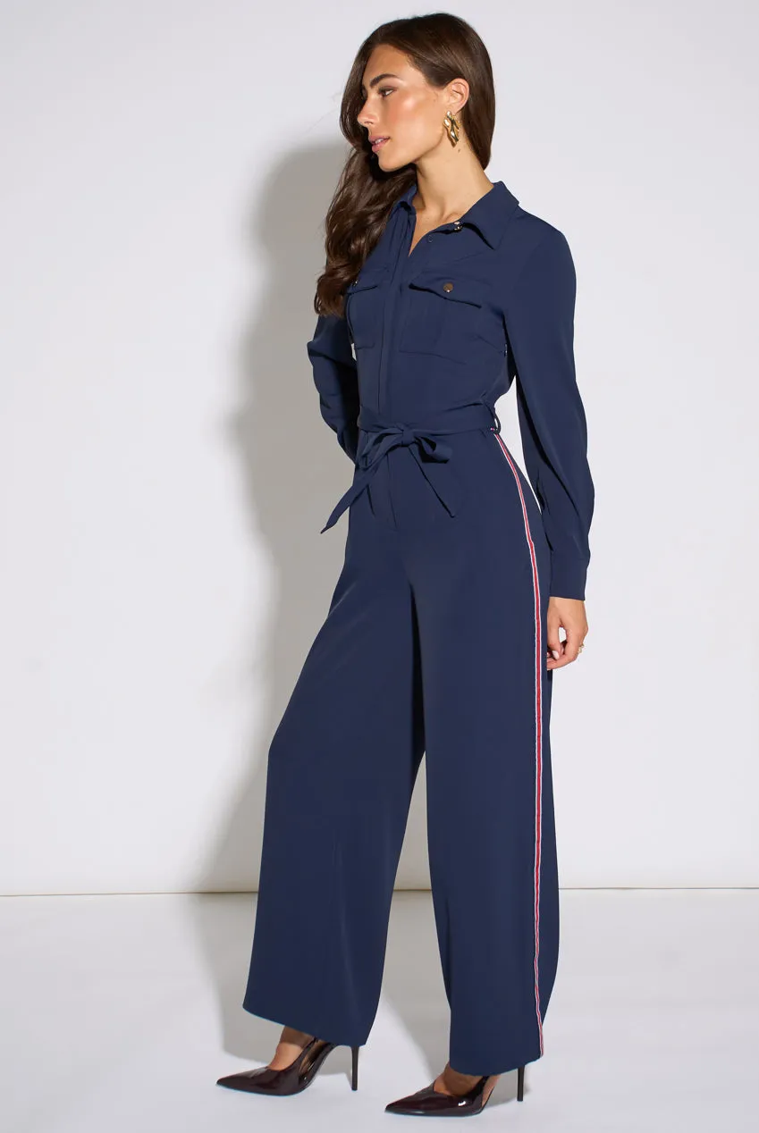Gini London Side Strip tuta blu navy maniche lunghe