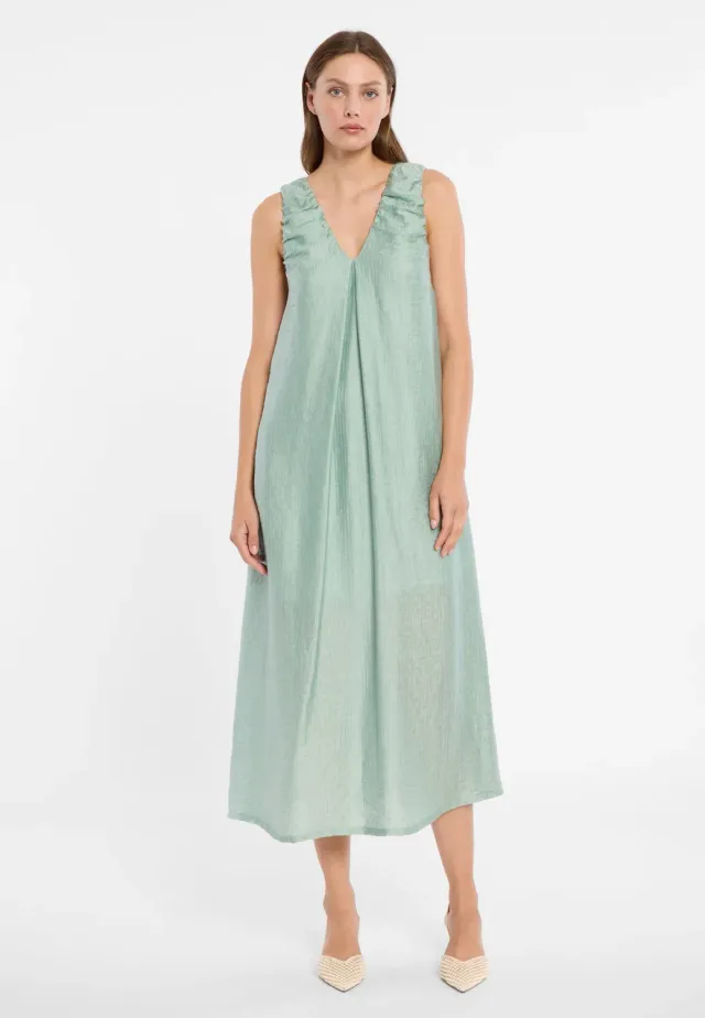 Ana Alcazar Doreth abito midi verde scollo V