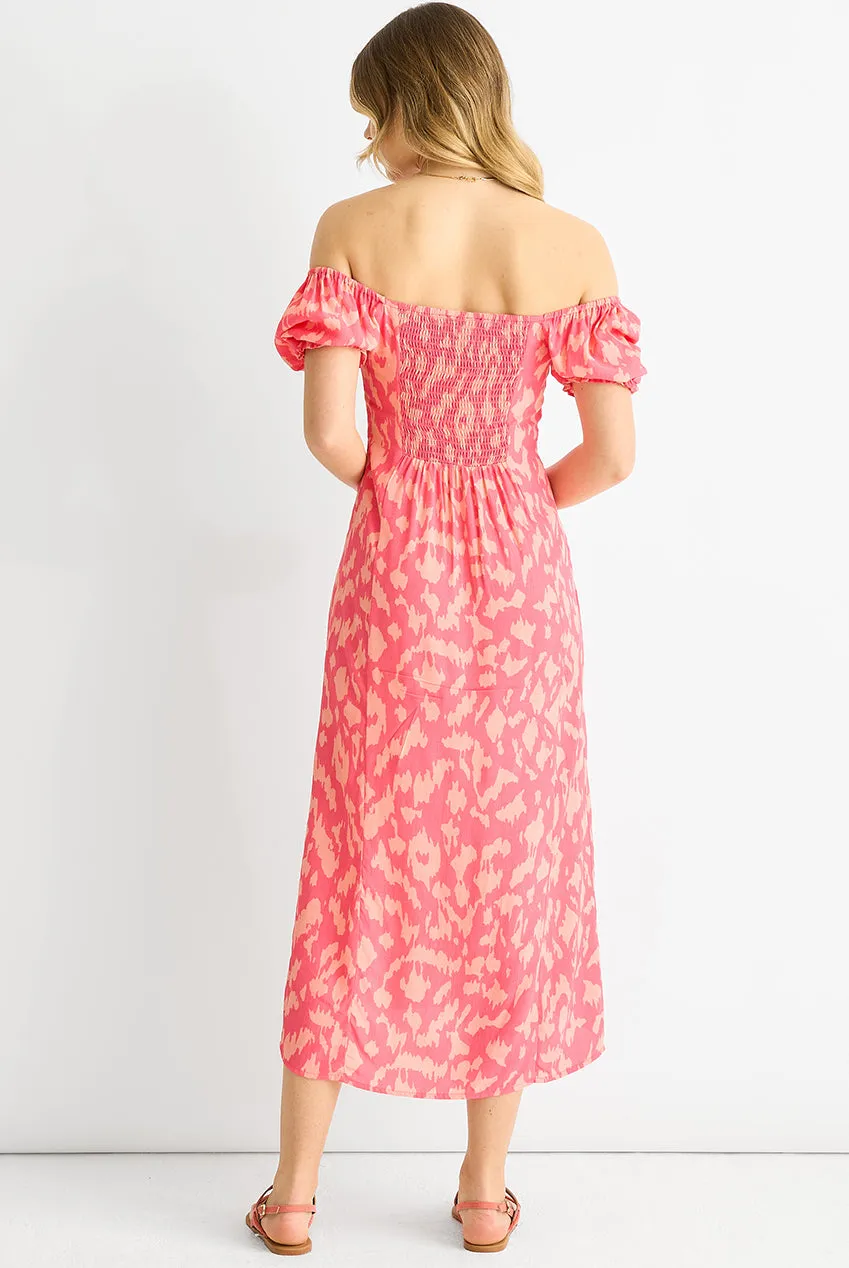 Gini London Pink Animal abito midi rosa