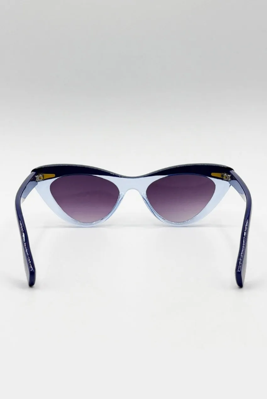 SVNX Two Tone Cat-Eye occhiali da sole blu protezione UV400
