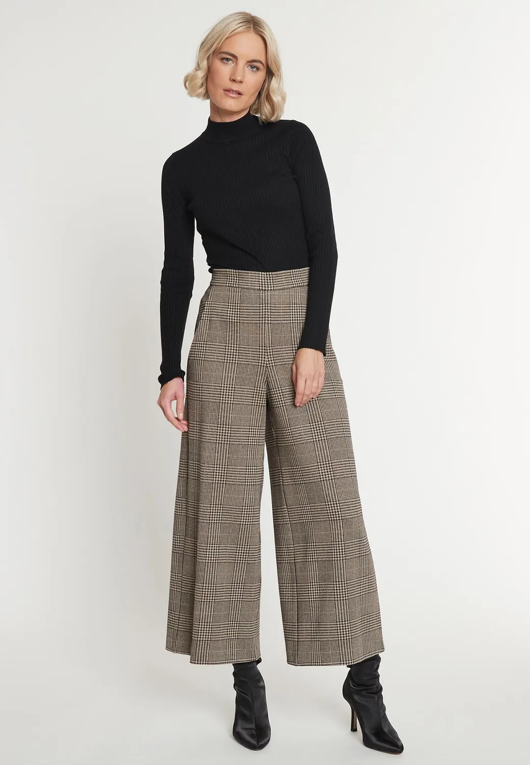Ana Alcazar Miady culotte quadri vita alta cropped