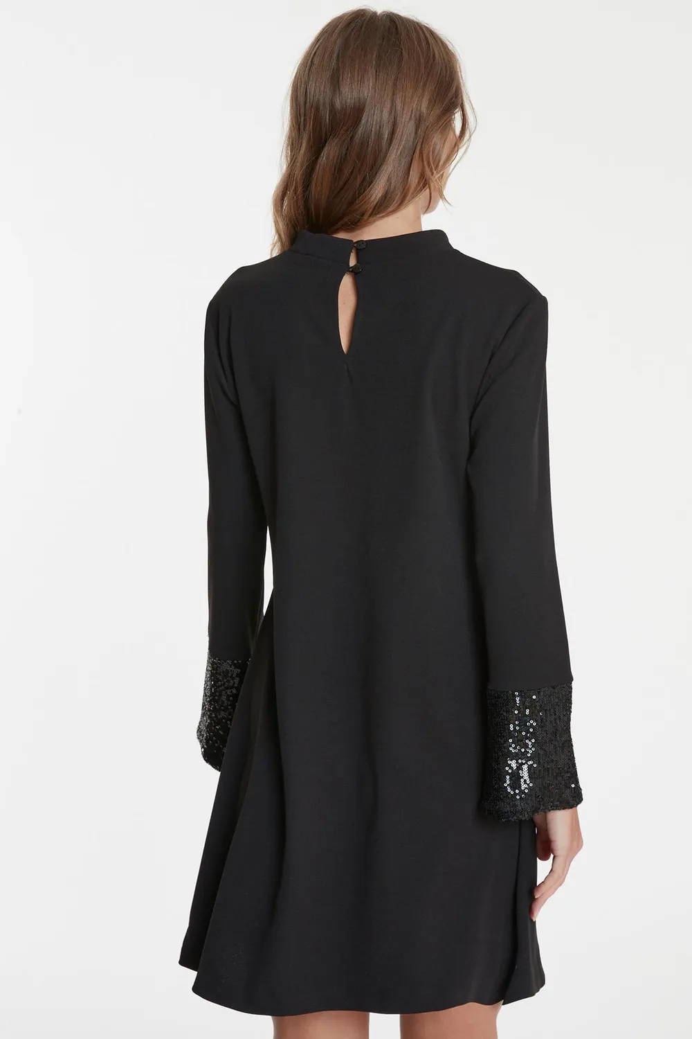 Ana Alcazar Tafena abito paillettes nero sera