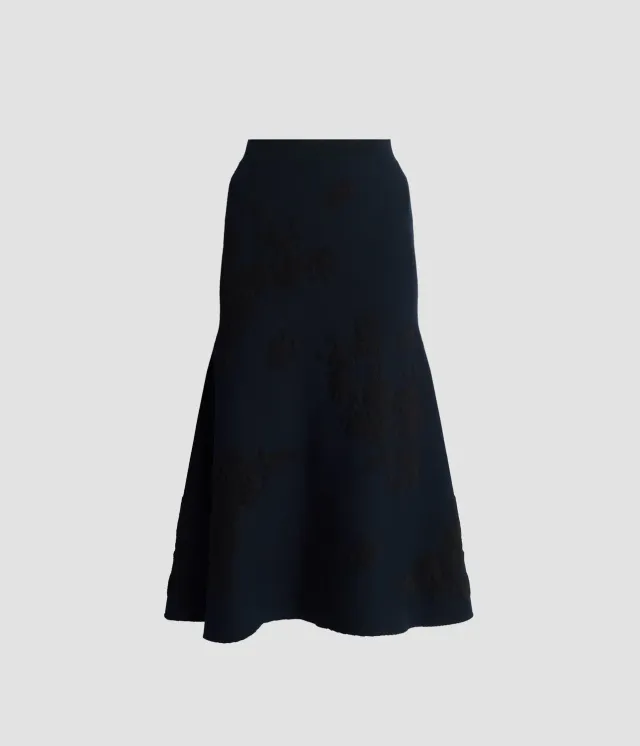 Erdem Gonna Midi Jacquard Blu Navy Fiori
